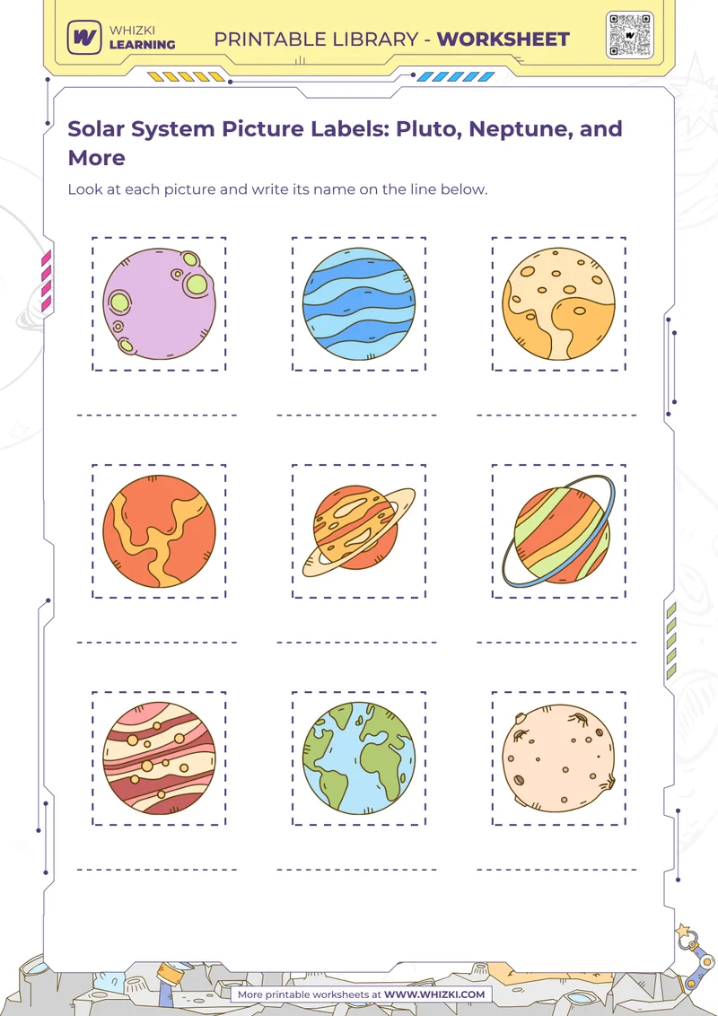 Solar System Picture Labels: Pluto, Neptune, and More
