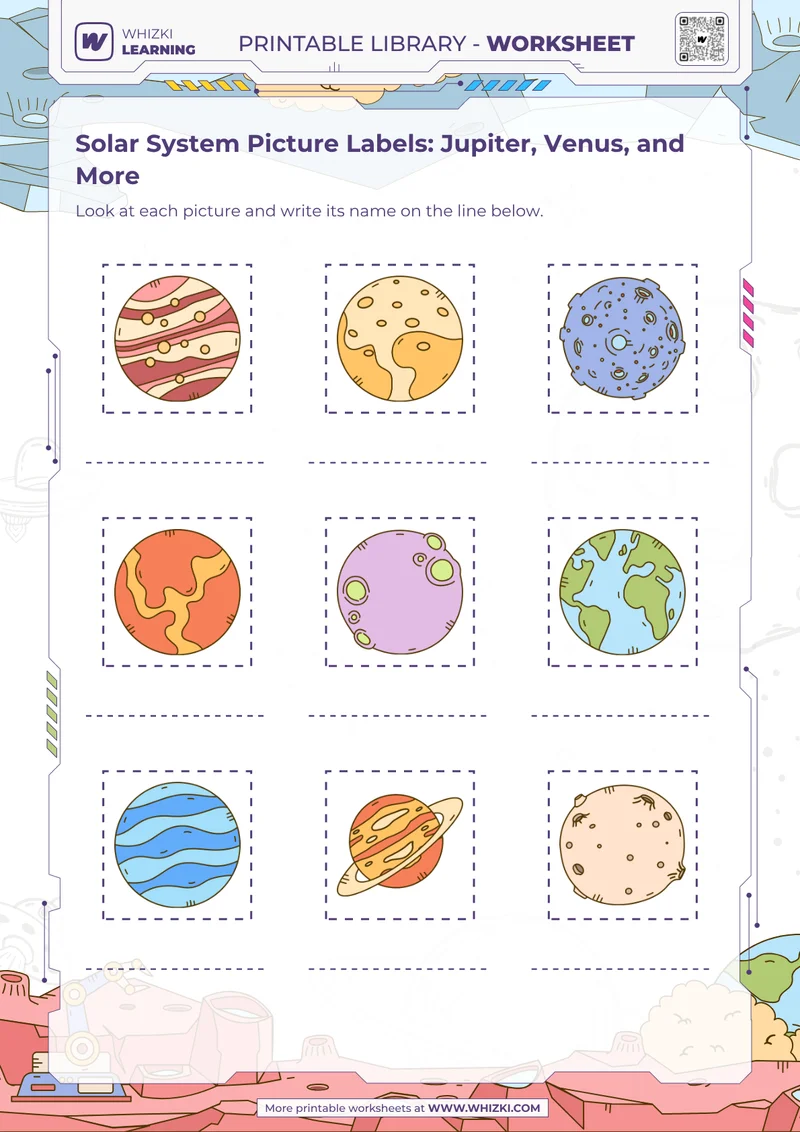 Solar System Picture Labels: Jupiter, Venus, and More