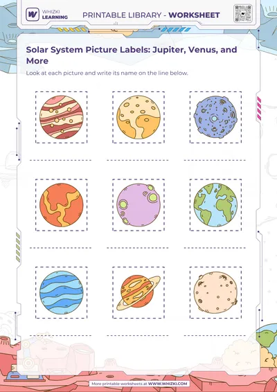 Solar System Picture Labels: Jupiter, Venus, and More