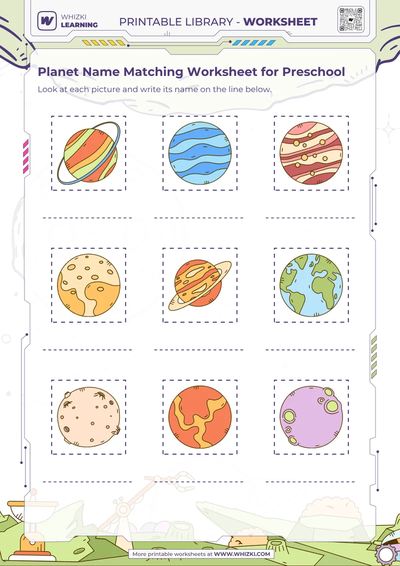 Planet Name Matching Worksheet for Preschool