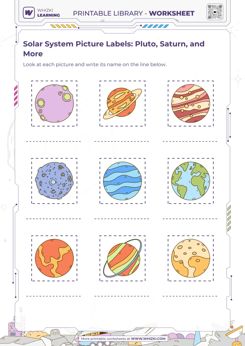 Solar System Picture Labels: Pluto, Saturn, and More