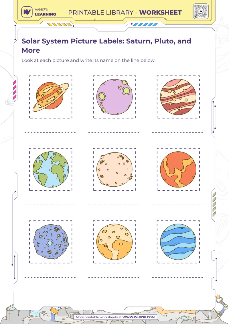 Solar System Picture Labels: Saturn, Pluto, and More