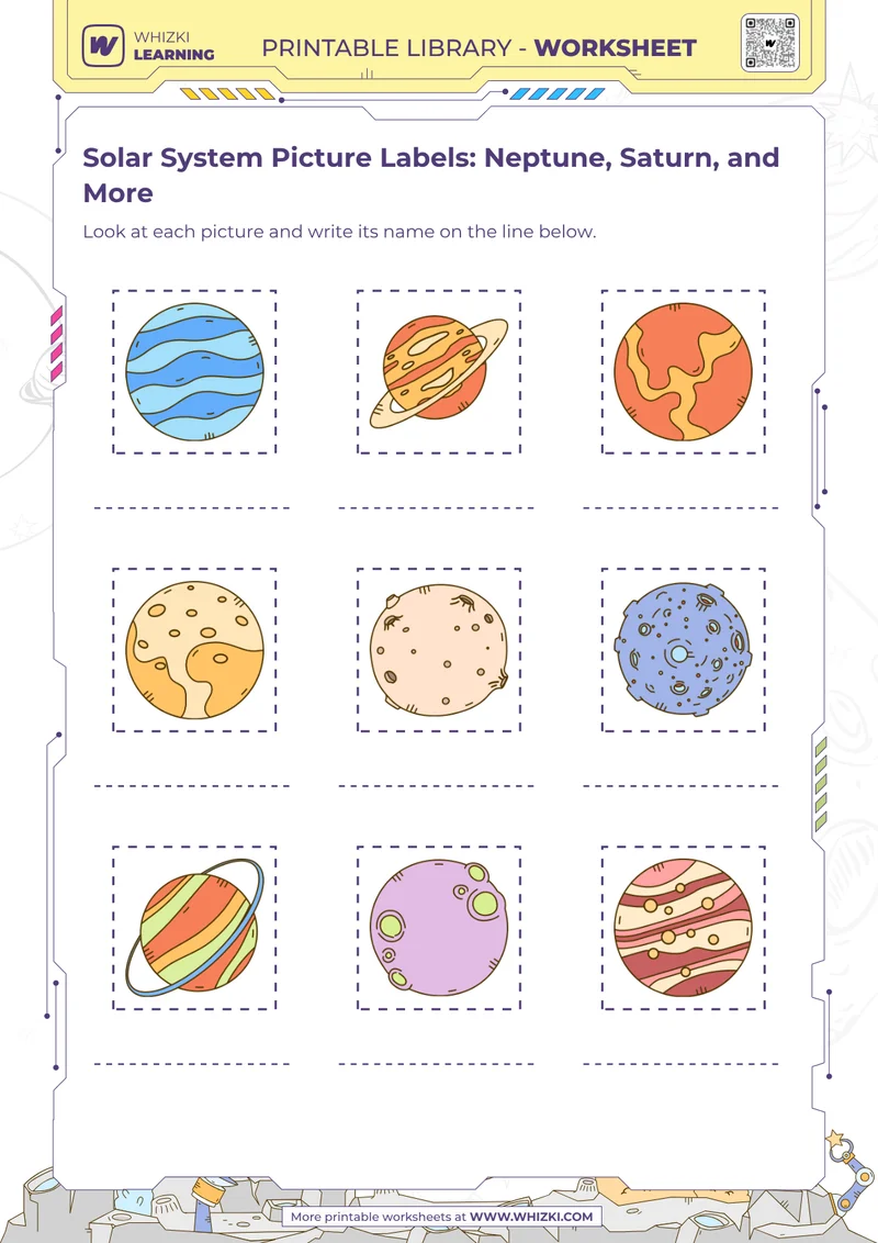 Solar System Picture Labels: Neptune, Saturn, and More