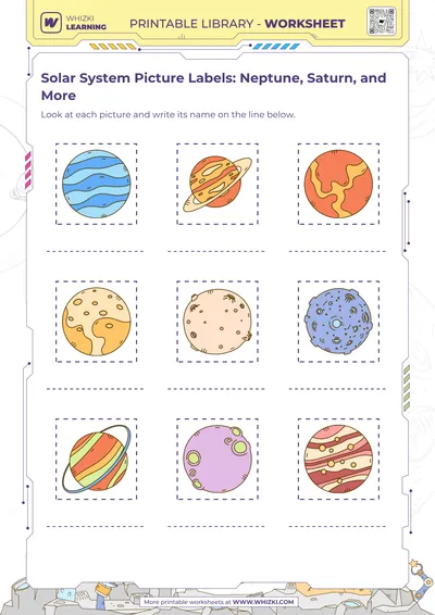 Solar System Picture Labels: Neptune, Saturn, and More