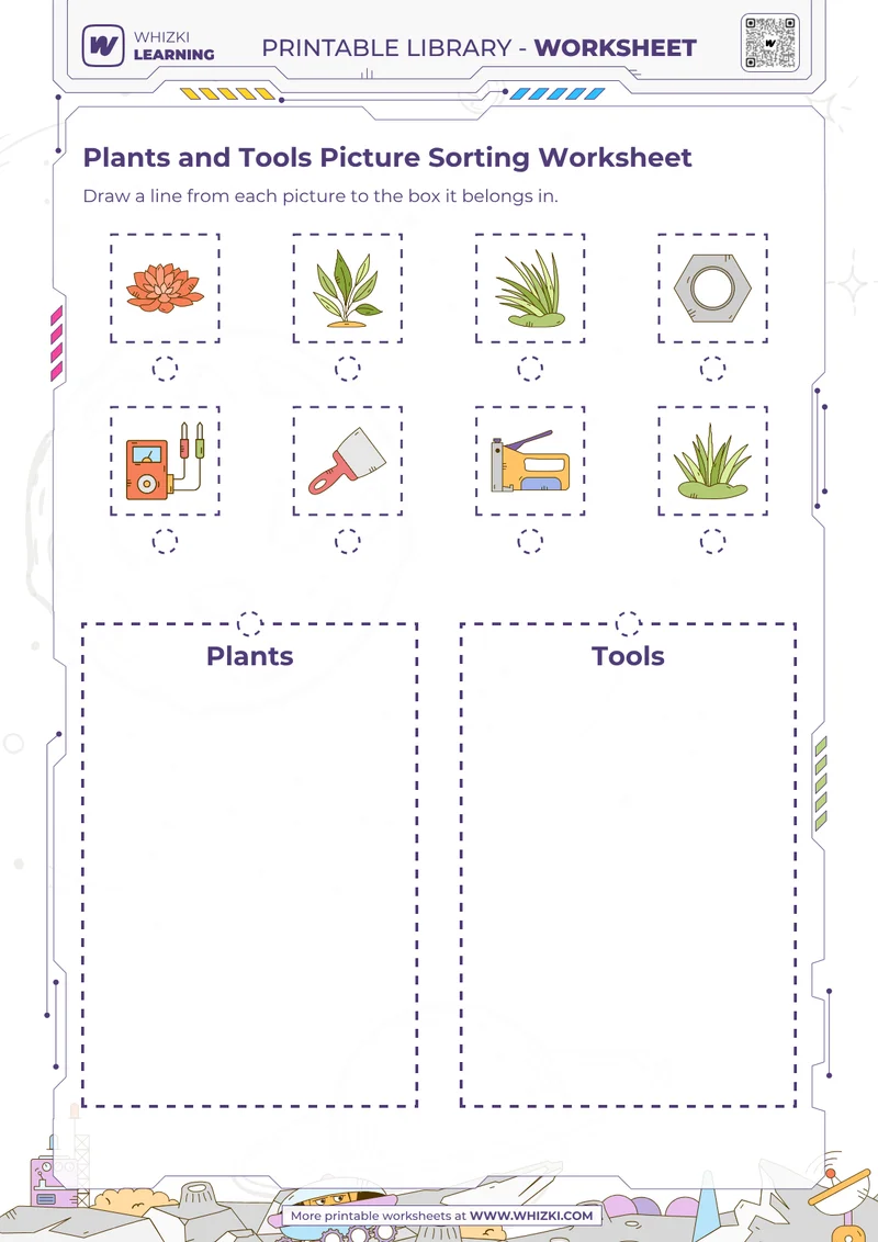 Plants and Tools Picture Sorting Worksheet