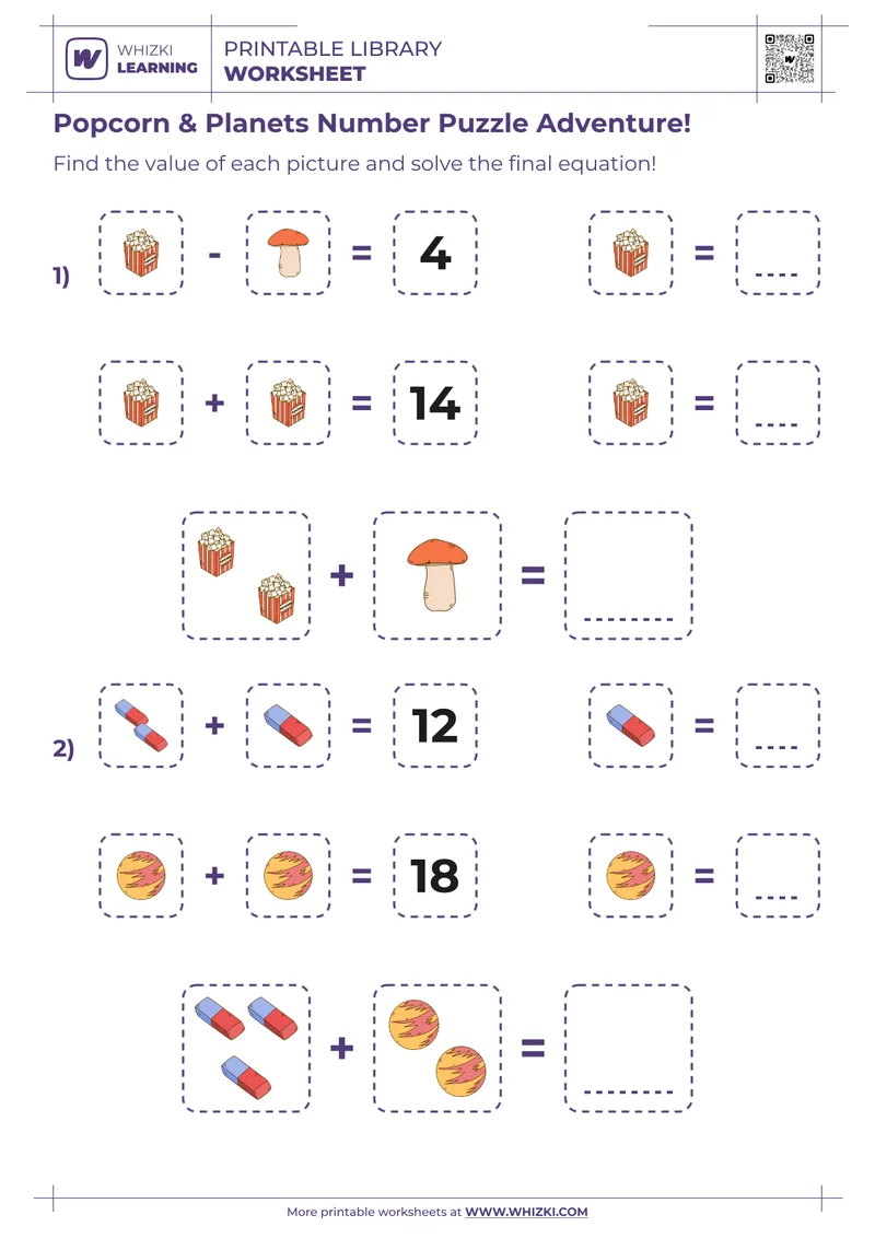 Popcorn & Planets Number Puzzle Adventure!