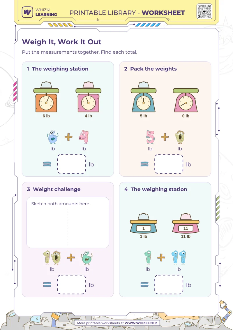 Pound Addition Measurement Worksheet