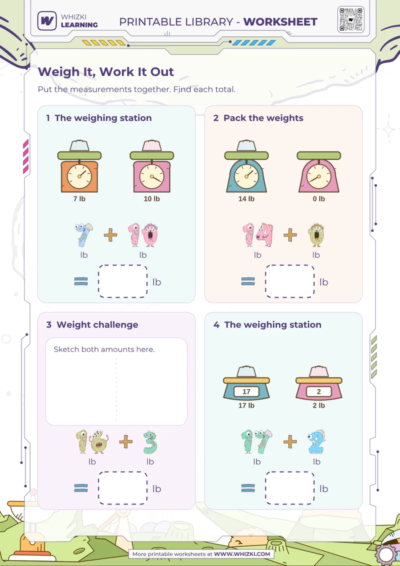 Pound Addition Measurement Worksheet