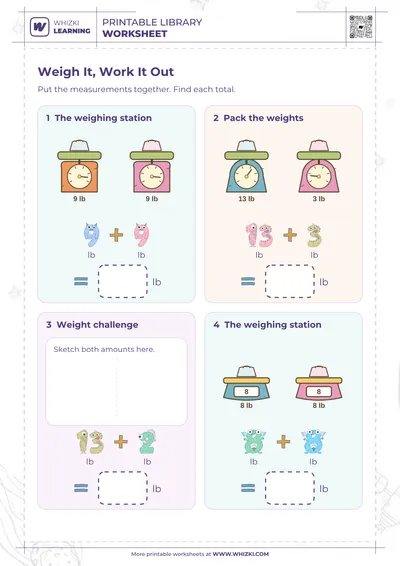Pound Addition Measurement Worksheet