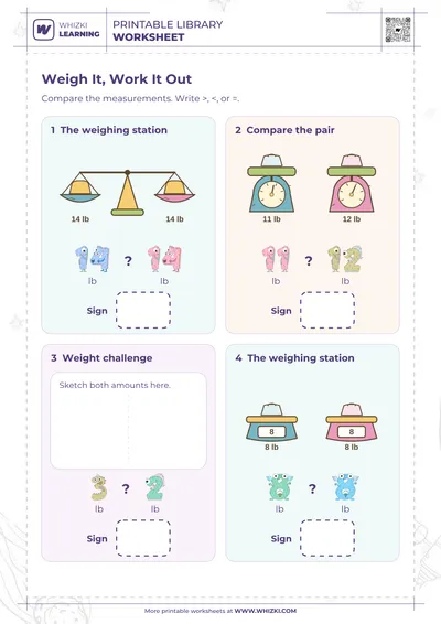 Pound Comparison Math Worksheet