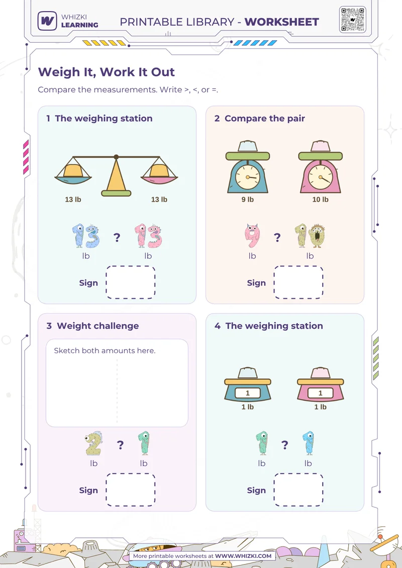 Pound Comparison Math Worksheet