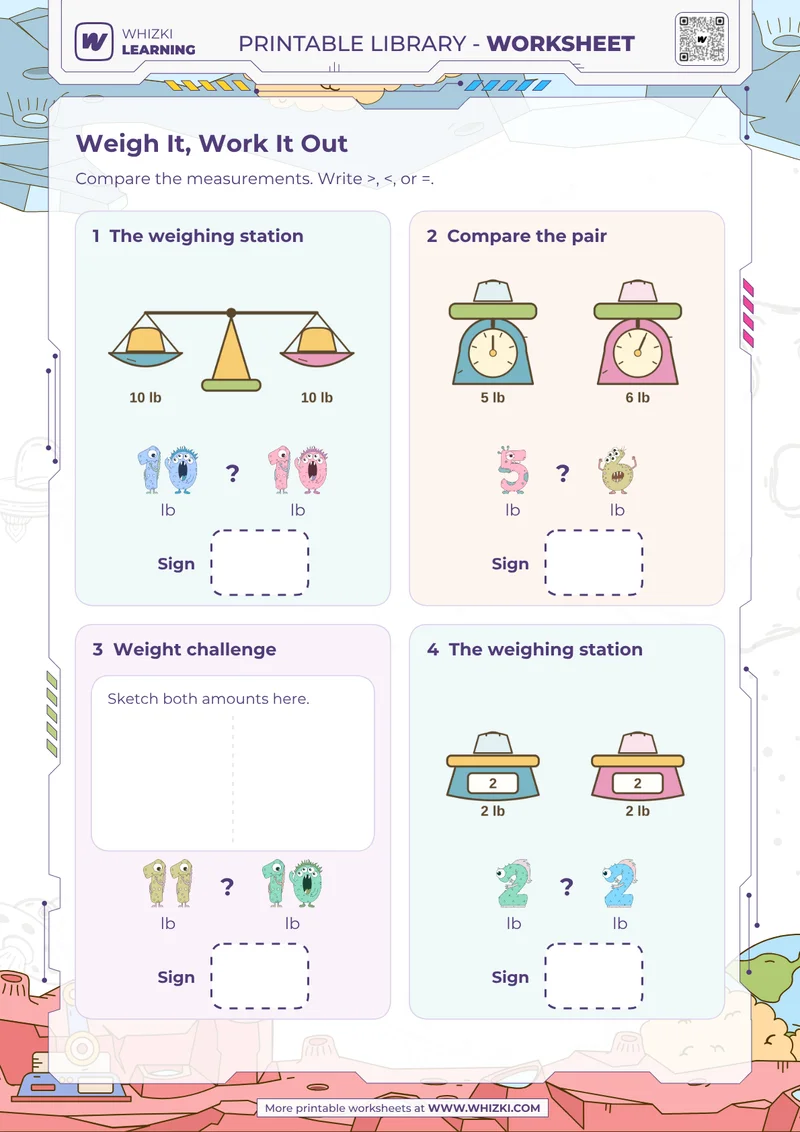 Pound Comparison Measurement Worksheet