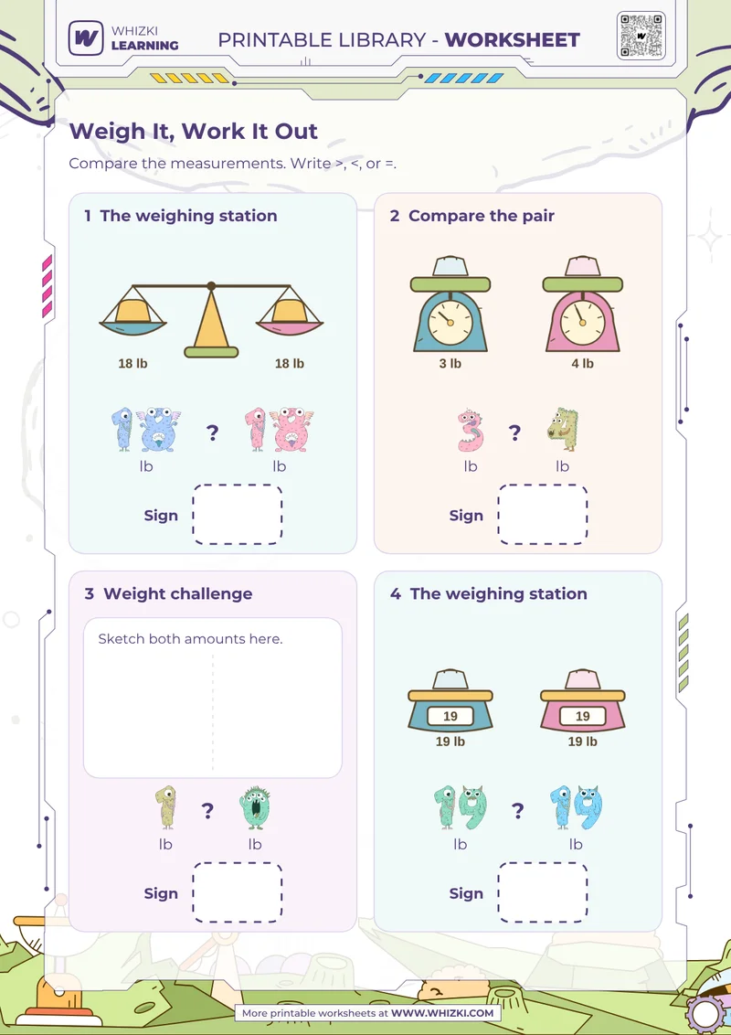 Pound Comparison Measurement Worksheet