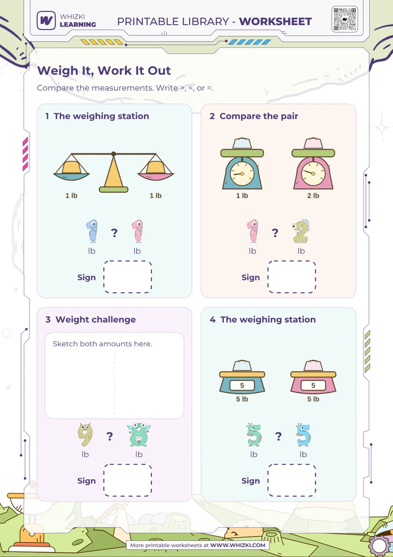 Pound Comparison Measurement Worksheet