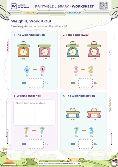 Pound Subtraction Measurement Worksheet