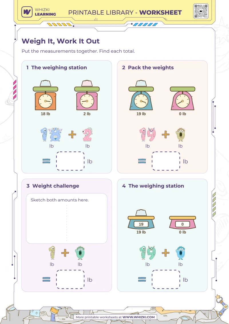 Pounds Addition Measurement Worksheet