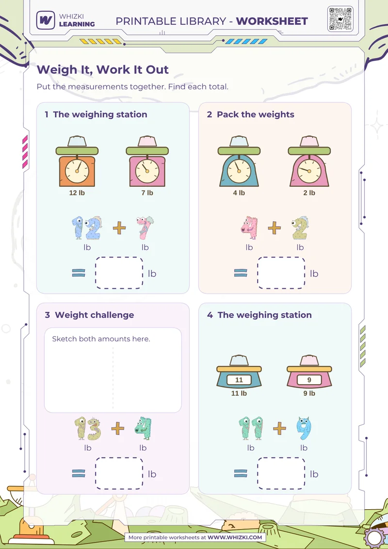 Pounds Addition Measurement Worksheet