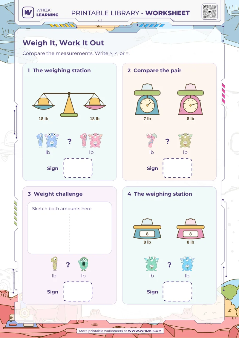 Pounds Comparison Measurement Worksheet