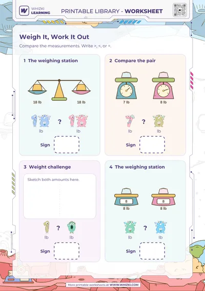 Pounds Comparison Measurement Worksheet