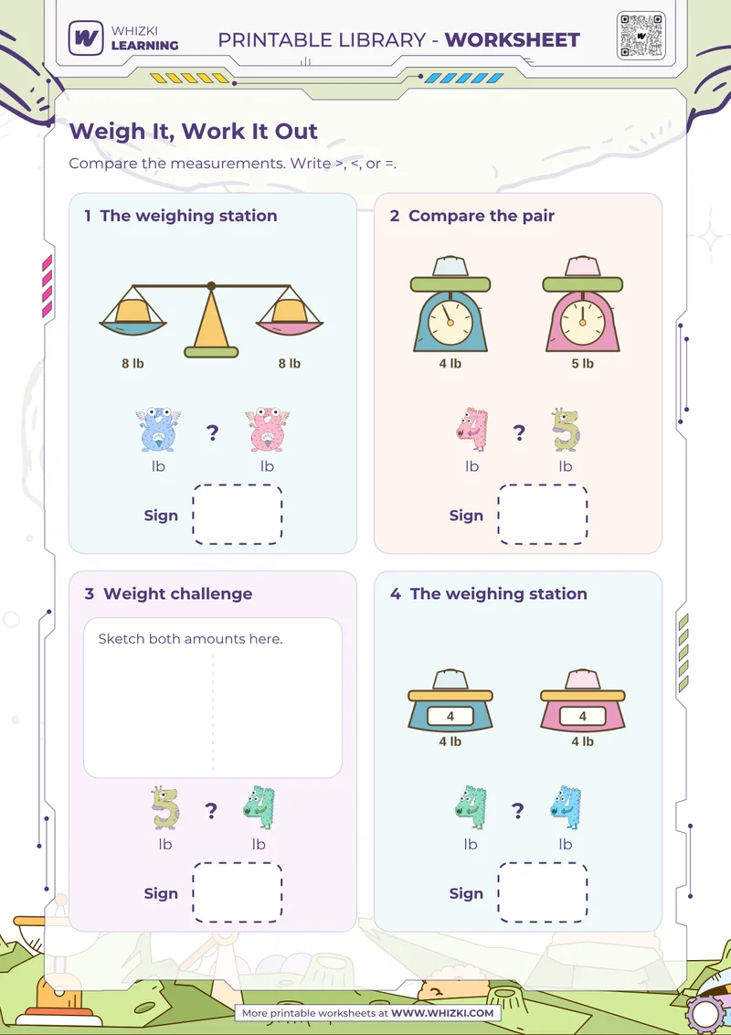 Pounds Comparison Worksheet
