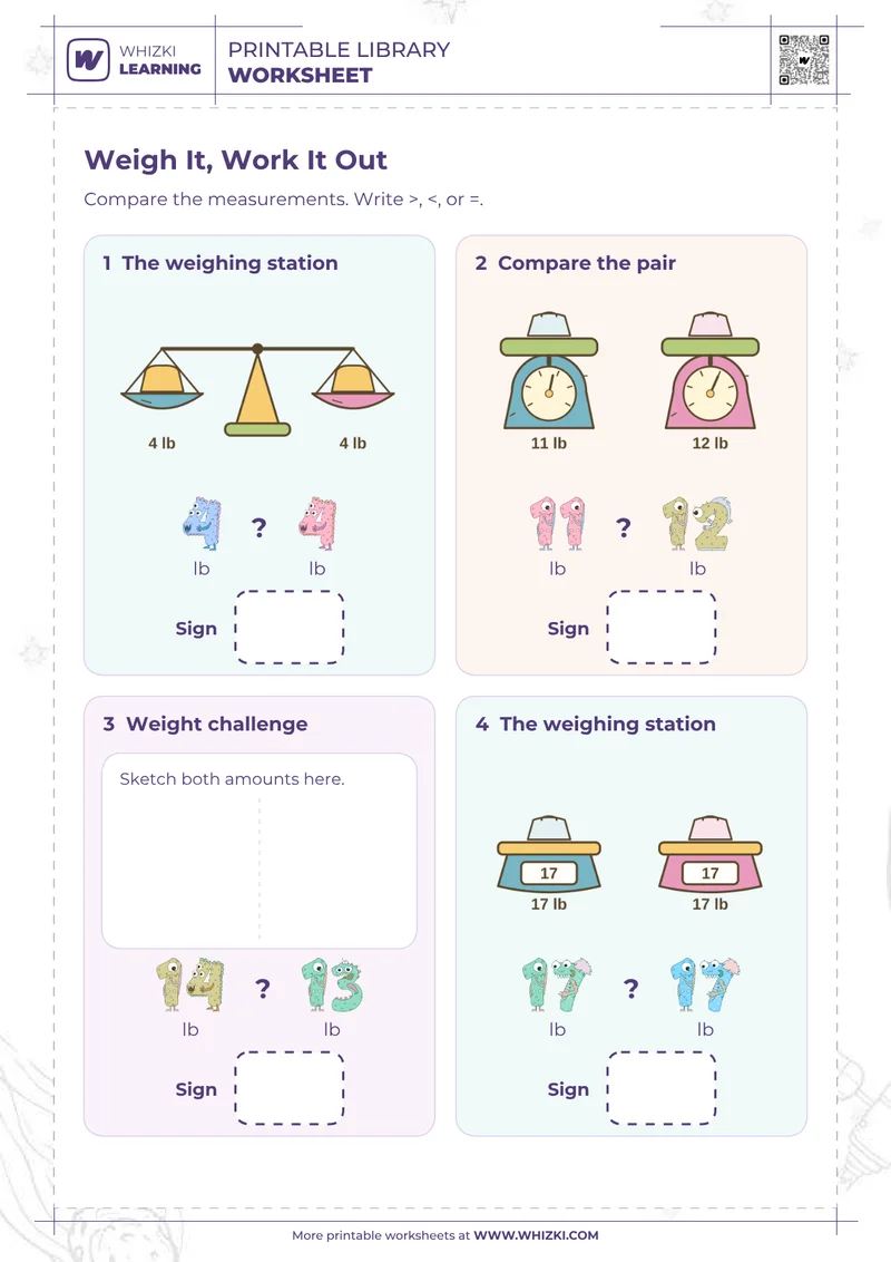 Pounds Comparison Worksheet