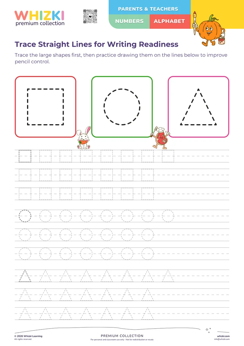 Trace Straight Lines for Writing Readiness