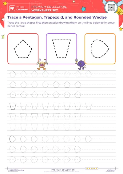 Trace a Pentagon, Trapezoid, and Rounded Wedge