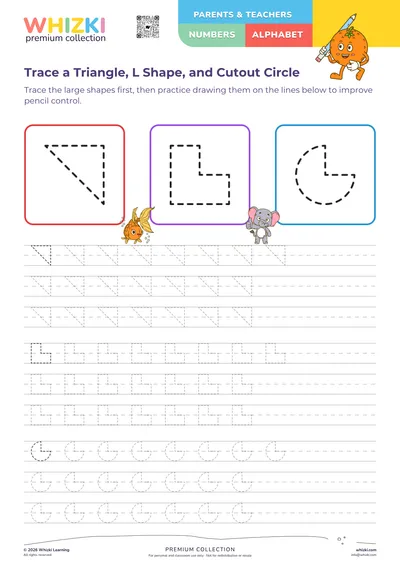 Trace a Triangle, L Shape, and Cutout Circle