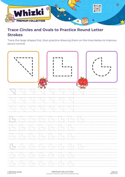 Trace Circles and Ovals to Practice Round Letter Strokes