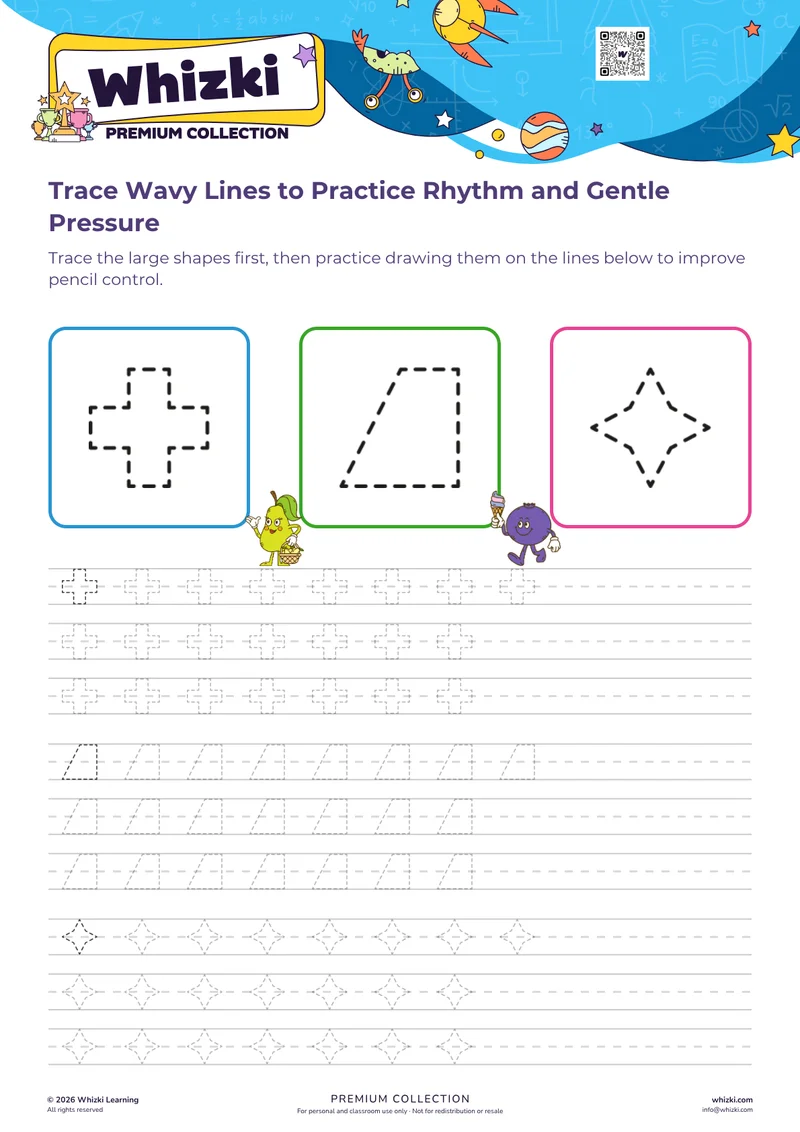 Trace Wavy Lines to Practice Rhythm and Gentle Pressure