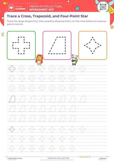 Trace a Cross, Trapezoid, and Four-Point Star
