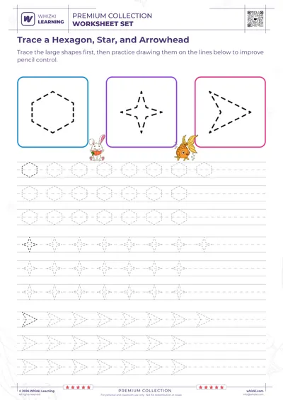 Trace a Hexagon, Star, and Arrowhead