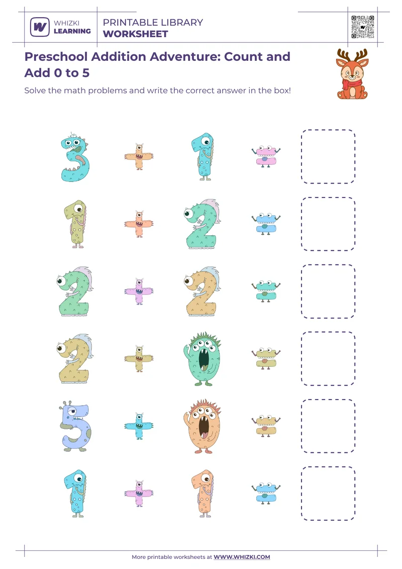 Preschool Addition Adventure: Count and Add 0 to 5