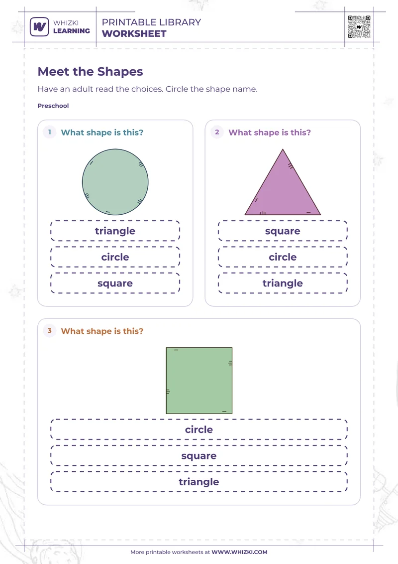 Preschool Shape Recognition Worksheet