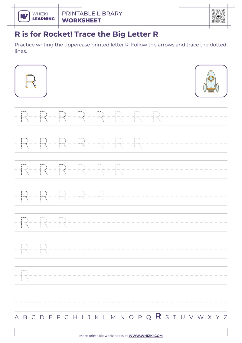 R is for Rocket! Trace the Big Letter R