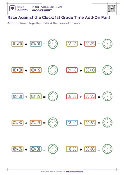 Race Against the Clock: 1st Grade Time Add-On Fun!