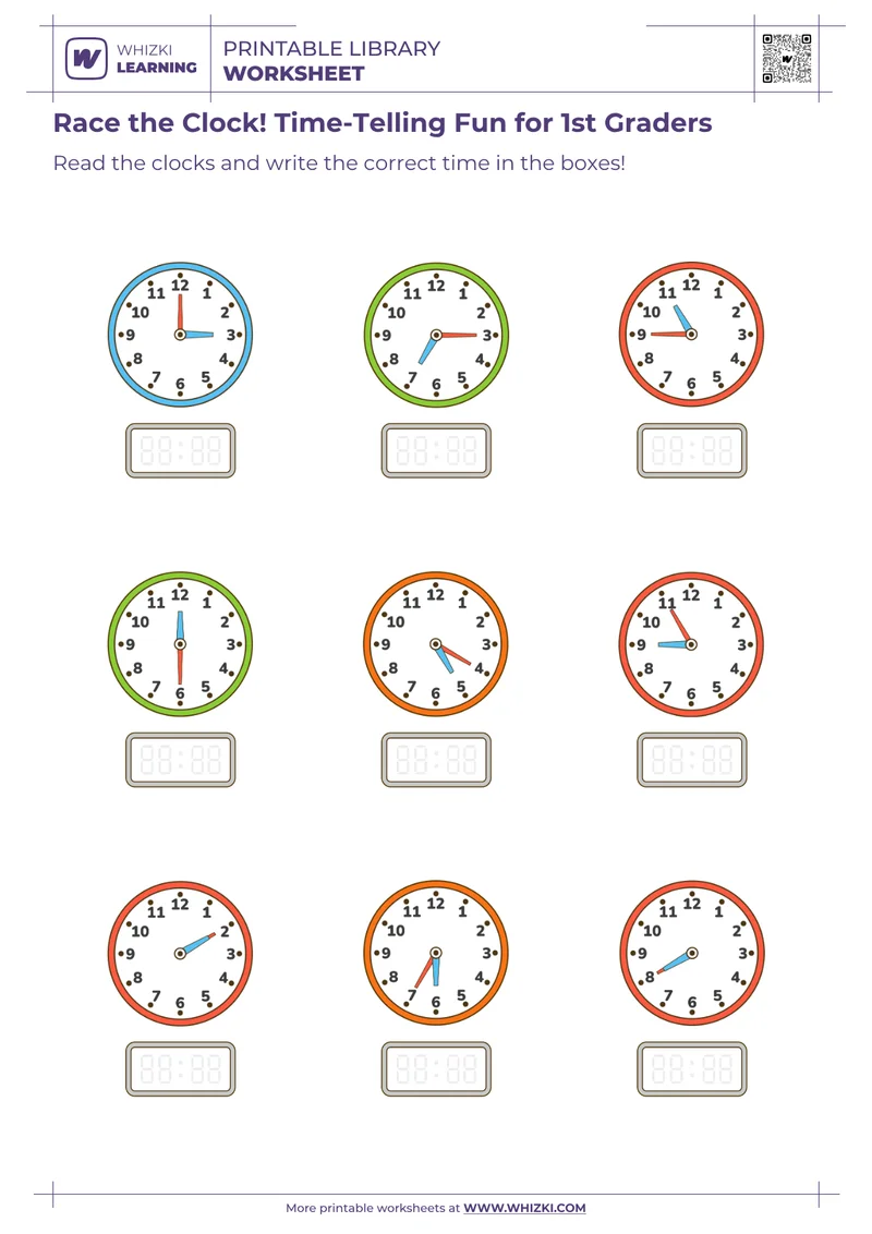 Race the Clock! Time-Telling Fun for 1st Graders