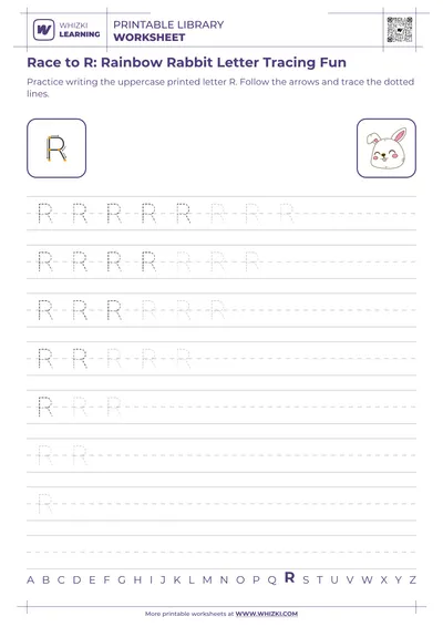 Race to R: Rainbow Rabbit Letter Tracing Fun