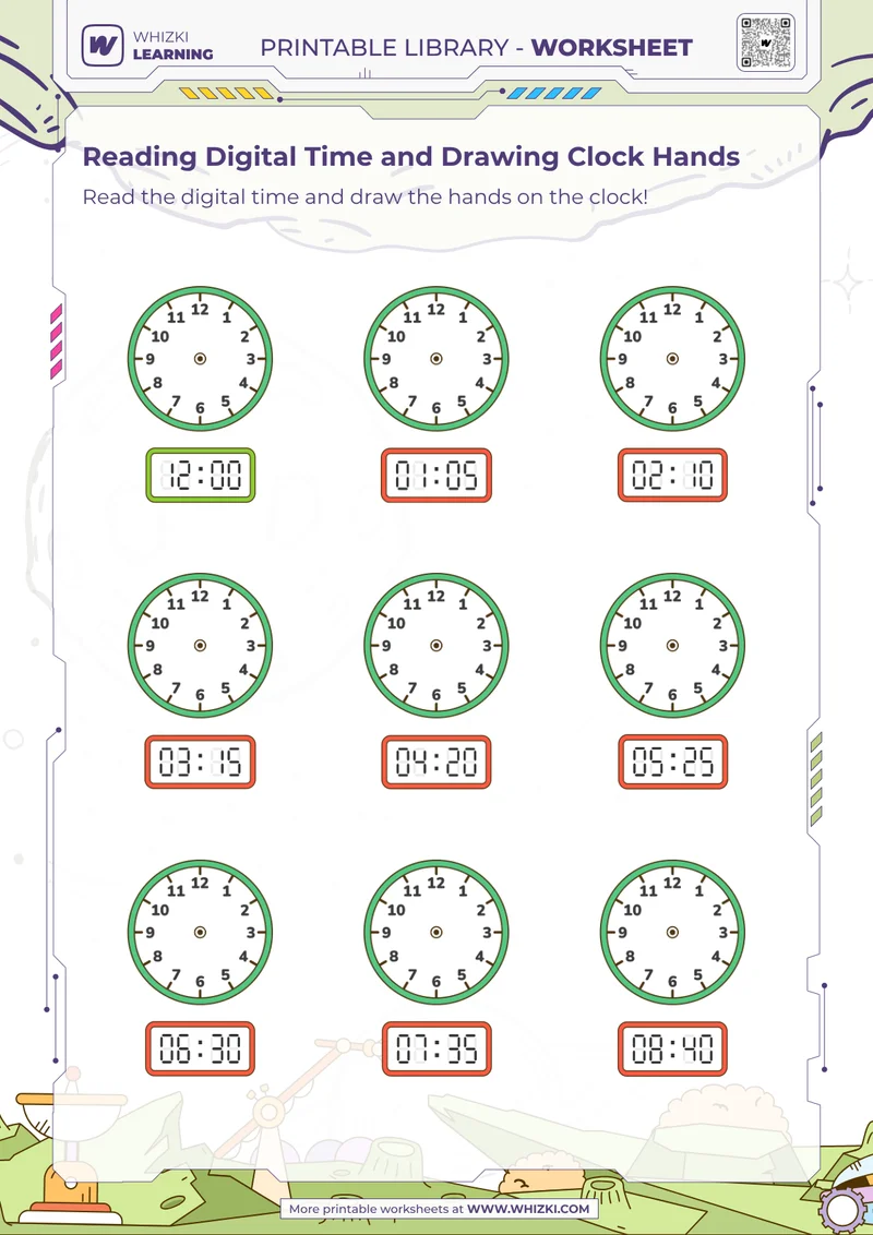 Reading Digital Time and Drawing Clock Hands