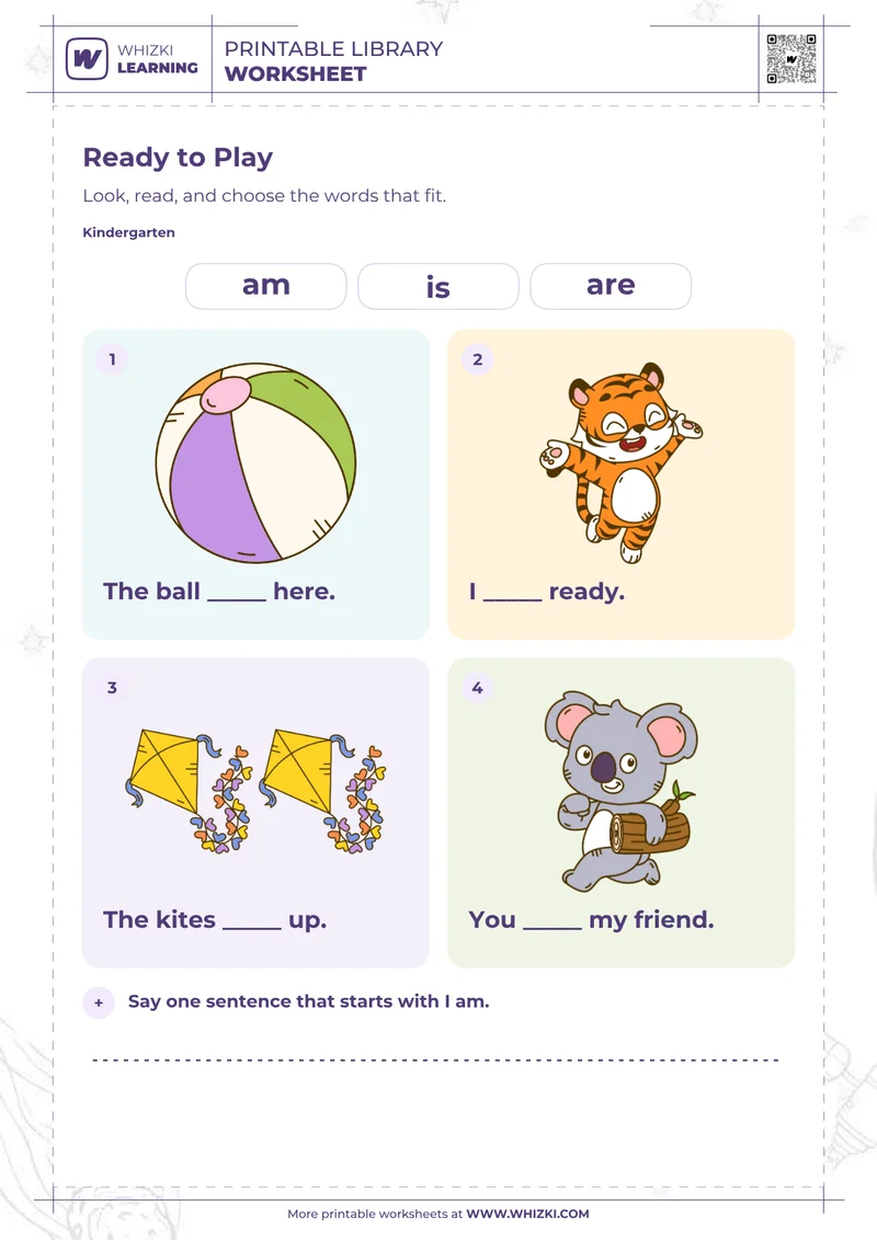 Ready to Play Am Is Are Worksheet
