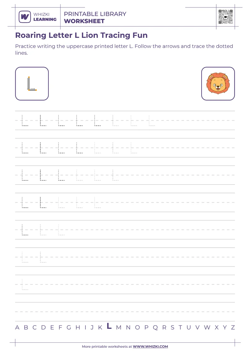Roaring Letter L Lion Tracing Fun