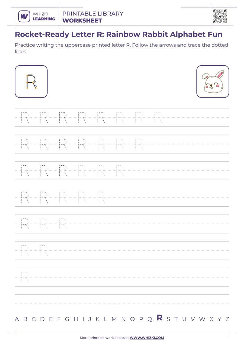 Rocket-Ready Letter R: Rainbow Rabbit Alphabet Fun