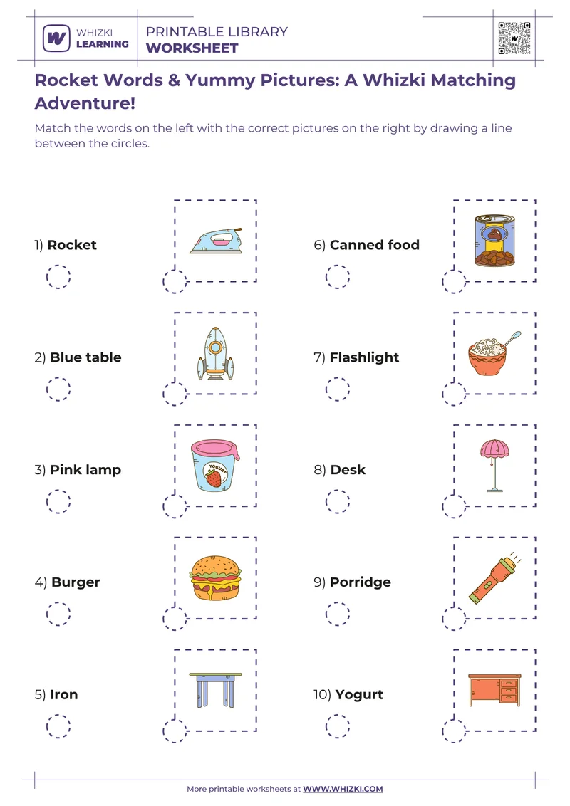 Rocket Words & Yummy Pictures: A Whizki Matching Adventure!