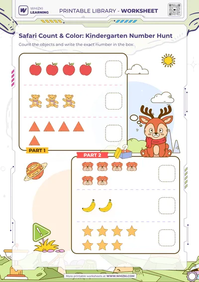 Safari Count & Color: Kindergarten Number Hunt