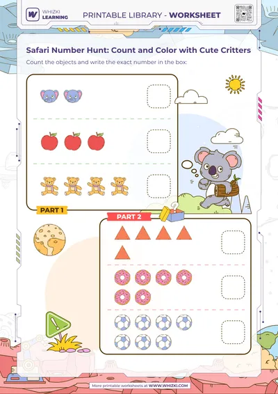 Safari Number Hunt: Count and Color with Cute Critters