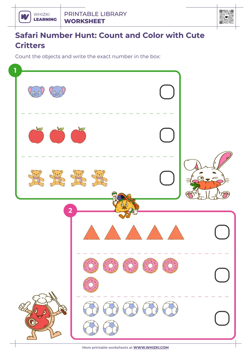 Safari Number Hunt: Count and Color with Cute Critters