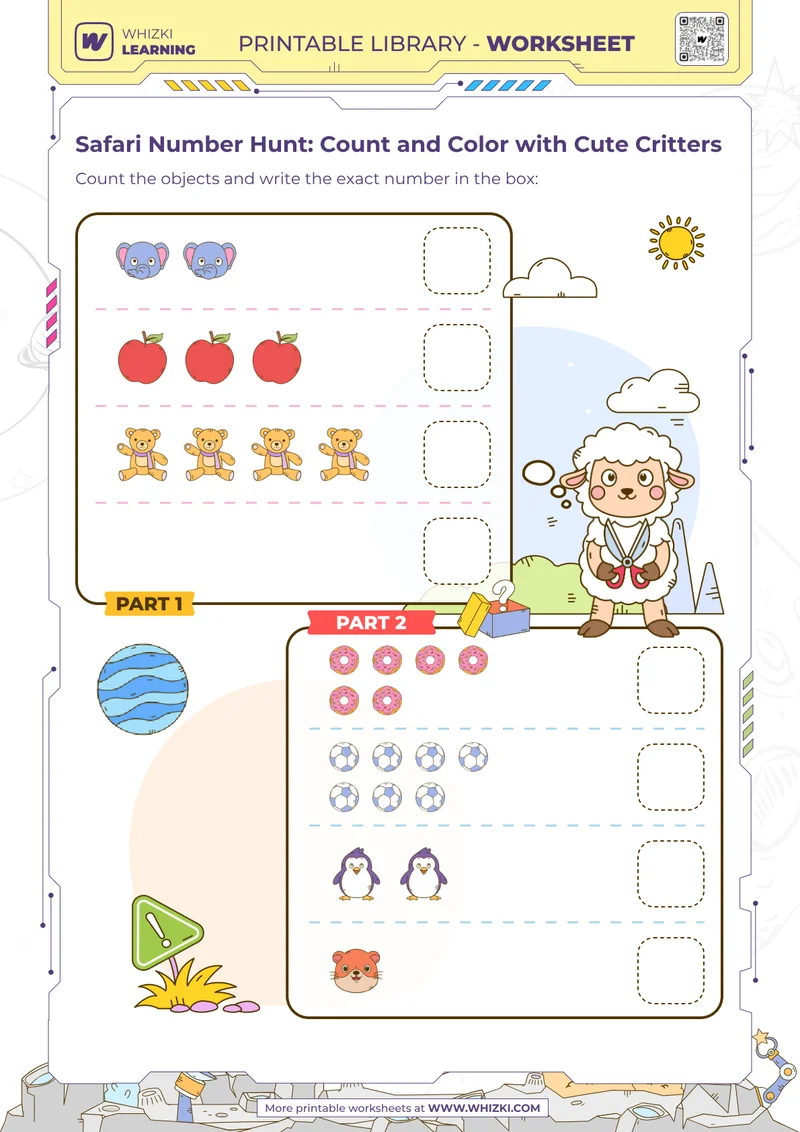 Safari Number Hunt: Count and Color with Cute Critters