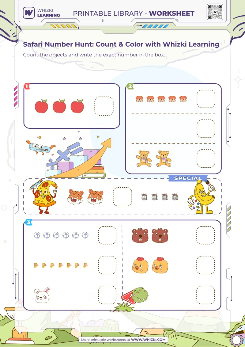 Safari Number Hunt: Count & Color with Whizki Learning