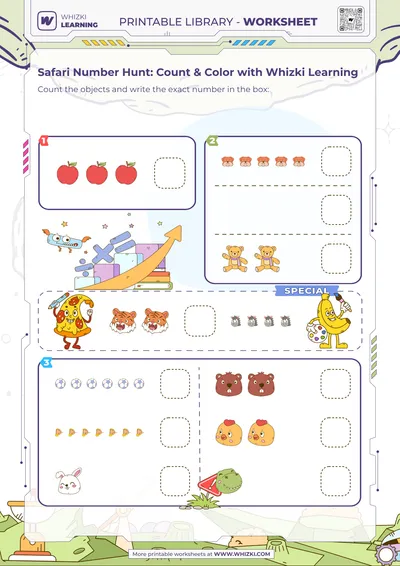 Safari Number Hunt: Count & Color with Whizki Learning