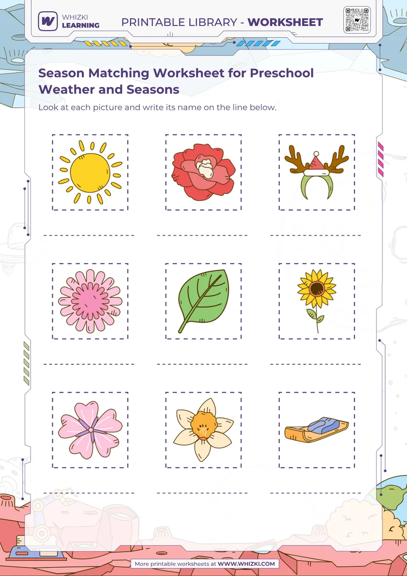 Season Matching Worksheet for Preschool Weather and Seasons